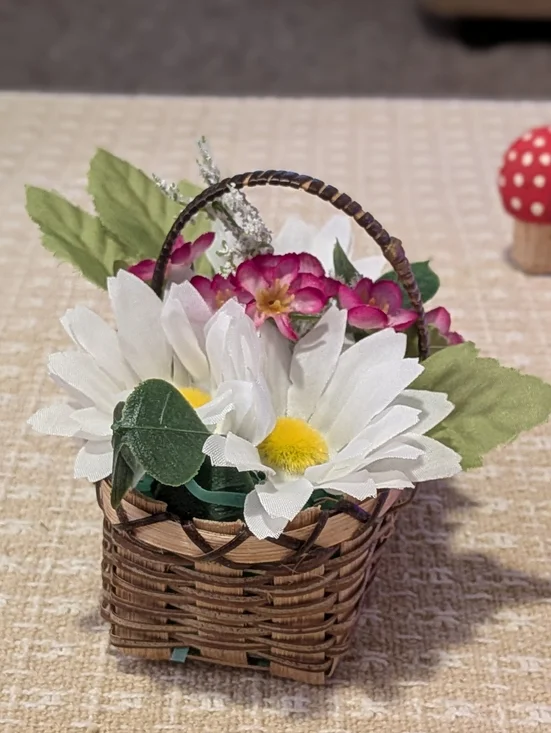 Handmade Little Artificial Flower Basket - Picture 2 of 5